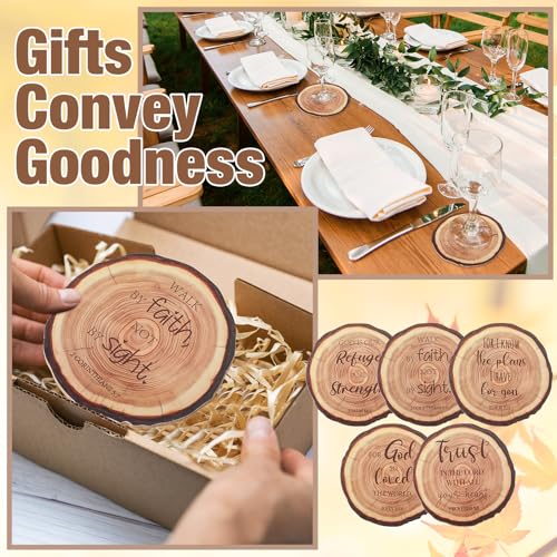 50 Sets 4" Christian Cork Coaster Gift Bulk, English Bible Verse