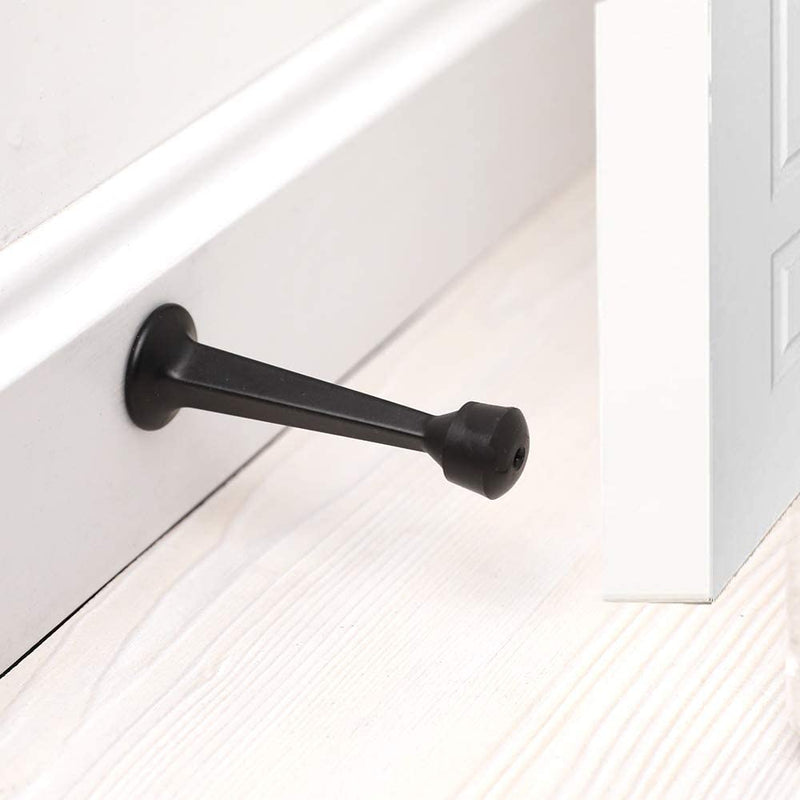 [Australia - AusPower] - HOME MASTER HARDWARE 12-Pack Heavy Duty Solid Rigid Door Stop - 3" Door Stopper with Matte Black Finish and Plastics Tip for Wall and Door Protection 12pack 