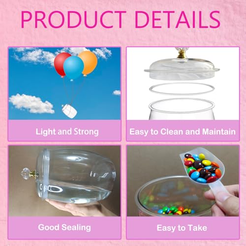 Plastic Candy Jars 4 Pack Candy and Cookie Jar with Lid and Scoops 64oz Buffet Containers Plastic Jars with Lids for Cookie Snacks Kitchen Utensils 64oz（4 pack)