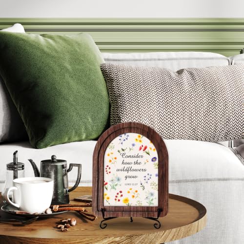 Consider How The Wildflowers Grow Wood Plaque Signs，Christian Desk Decor