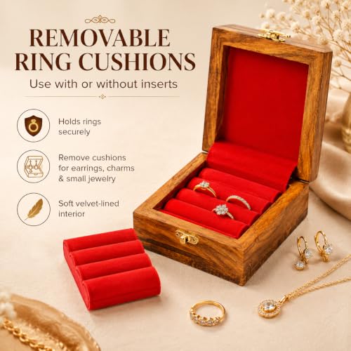 Handmade Wooden Jewelry Box Organizer Wooden Trinket Keepsake Jewellery Storage Box Multipurpose Organizer Chest Great Gift For Your Loved Ones SMALL (5" x 5")