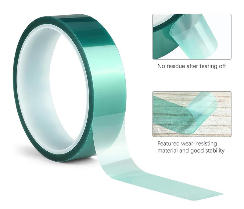 0.05 ×10mm × 108FT PET High-Temperature Green Tape – Heat Transfer Tape for Heat Sublimation Press Vinyl - Easy Peel-Off Residue-Free, Electronics, Automotive & Industrial Use 0.05 ×10mm × 108FT