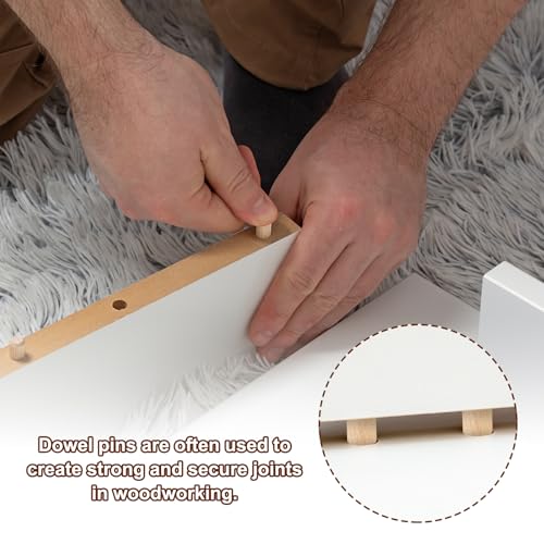 PATIKIL 3/8 x 4-inch fluted wood dowel pins with beveled grooves, 90-pack for furniture and crafts