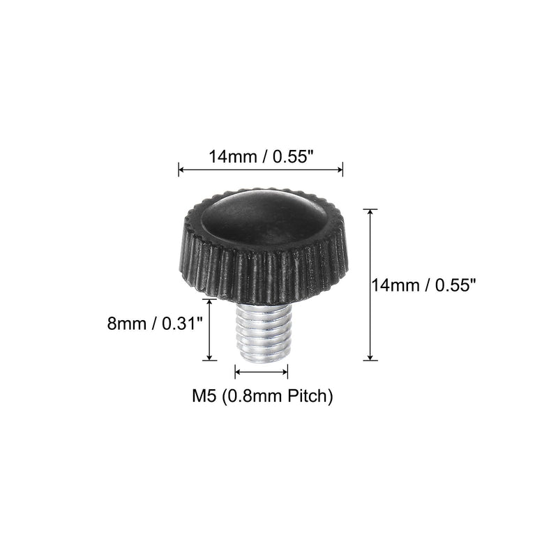 [Australia - AusPower] - uxcell 20pcs M5 x 8mm Male Thread Knurled Knobs, Thumb Screw Clamping Knobs Grip Plastic Handle Hand Knobs with Threaded Stud, Black 