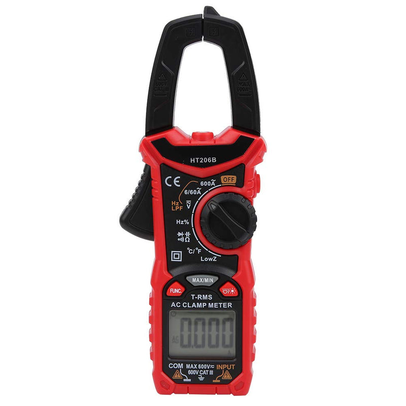 [Australia - AusPower] - Digital Clamp Meter 6000 Multimeter, AC DC Volt Clamp Meter with LCD Display Voltage Current Tester for Home Professional Automotive Industrial Electrical Troubleshooting HT206B 