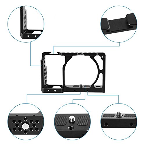 SmallRig Camera Cage only for Sony A6000 A6300 ILCE-6000 ILCE-6300 NEX7, A6000 Cage with 1/4" 3/8" Mounting Points and Built-in Cold Shoe - 1661