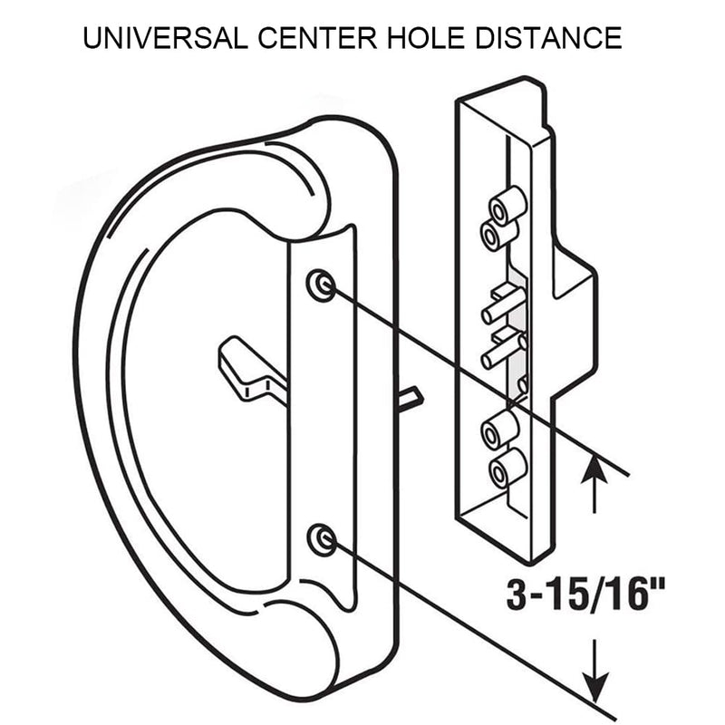 ALLYWASAI Patio Sliding Door Handle Set with Mortise Lock, Key Cylinder and Keeper, Replacement Handle Lock Set Fits Door Thickness from 1-1/2" to 1-3/4", 3-15/16" Screw Hole Spacing, Keyed, Black with Key