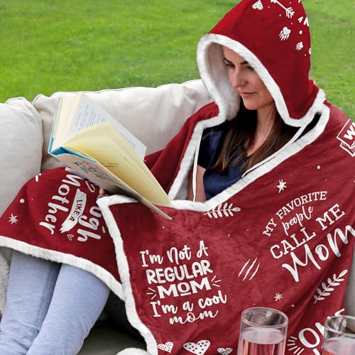 Vprintes Mama Bear Wearable Hooded Blanket for Mom - Gifts for Mom from Daughters - Christmas Birthday Gifts for Wife from Husband