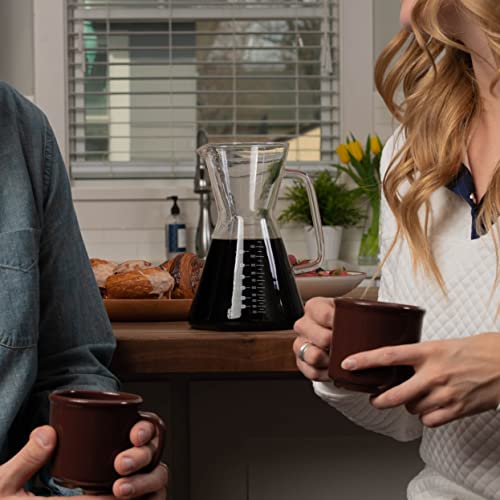 London Sip Glass Pour Over Coffee Carafe Coffee Maker with Reusable Stainless Steel Filter, Ergonomic Handle, and Easy-Pour Spout, 8-Cup (1200 mL) 40.6 Ounces