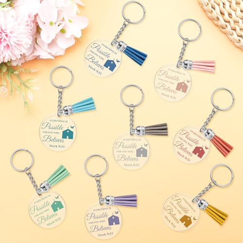 Ximalun 8 Pcs Acrylic Christian Keyrings Inspirational Bible Verse Keyrings Bulk Religious Scripture Gifts Christian Gifts for Women Men Friends Family Coworker Teacher Student Church Members
