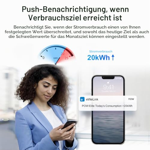 WiFi Smart Energy Monitor: Intelligent Electricity Meter, Real Time Power Consumption Tracker, Track Voltage and Current via eWeLink App, Smart Home Power Analyzer for Home Office