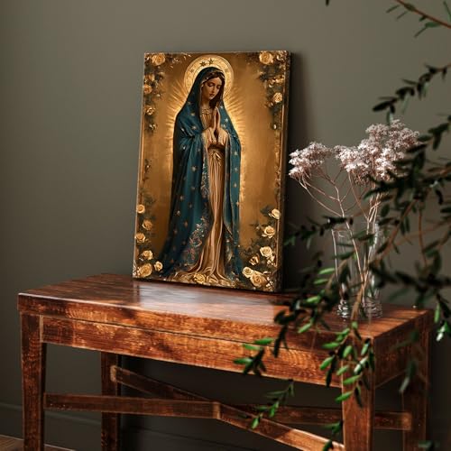 Our Lady of Guadalupe Canvas Wall Art Virgin Mary Wall Decor Picture Catholic Spiritual Poster Print Church Prayer Room Living Room Home Decoration 16x24in 24"L x 16"W