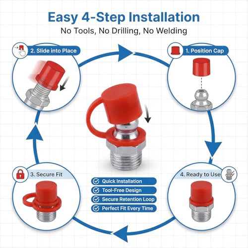 Pack of 175 Grease Nipple Protective Caps Assortment, M5 M6 M8 M10 M12 Grease Dust Caps Made of Plastic with Storage Box, Universal Grease Nipple Caps for Car, Motorcycle, Truck and Industry | Fettstaubschutzkappen aus Kunststoff mit Aufbewahrungsbox, ...