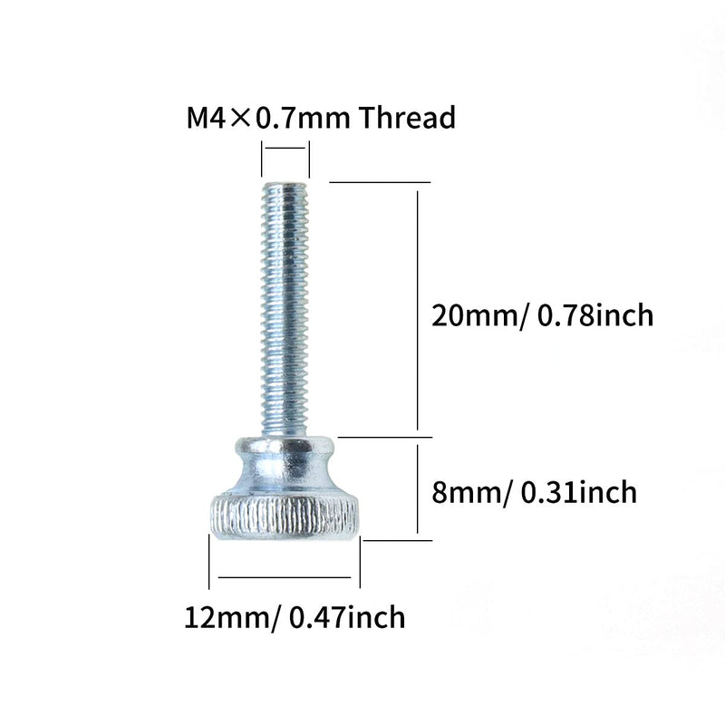 [Australia - AusPower] - 50 Pieces Flat Knurled Head Fully Threaded Thumb Screws Bolts Fastener, Thumbscrew Threaded Knurled Grip Knobs Thumb Screw (M4x20) M4x20 50 