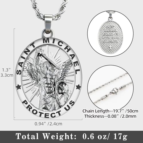 Saint Michael Necklace, St Michael Pendant Protection Bless Safety Gift