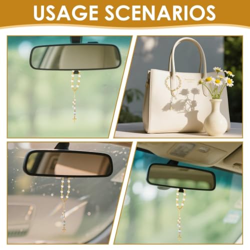 Natural Jade Cross Car Hanging Ornament Gold