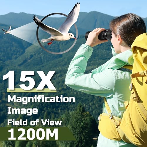 High Power 15X50 Binoculars for Adults BAK4 Prism FMC Lens - Black