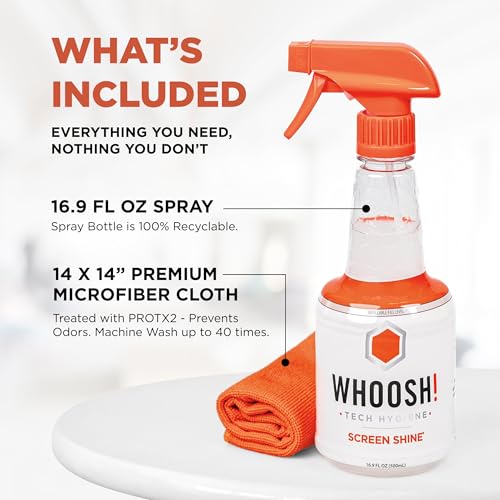 WHOOSH! Screen Shine Pro – Refillable Screen Cleaning Kit, 16.9 fl oz