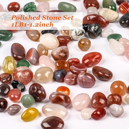 Natural Crystal and Healing Stones Set 72 Pc Agate Stones Rock Gemstones Witches Reiki Energy Balancing Meditation Divination Home Decor DIY 0.6