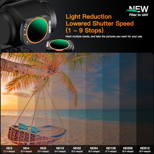 Magnetic Adjustable ND Filters Set for DJI Osmo Pocket 4/Pocket 3/Xtra Muse Camera Accessories, Adjustable ND Filters 1-5 Stops + 6-9 Stops - 4 Pack (CPL, UV, VND2-32 VND64-512) CPL + UV + VND Filters