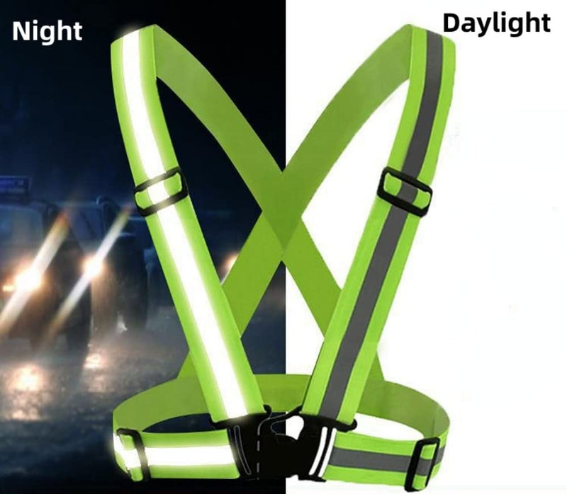 Running Reflective Vest Reflective Belt Adjustable Safety Vest Night Running Outdoor Riding High Visibility Reflective Tape for Motorcycle Jogging 4pieces Fluorescent Green