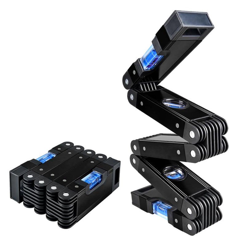[Australia - AusPower] - Folding Tool, Portable Multi-Function Extendable Level with 4 Bubbles, Black Black Folding Level Tool 