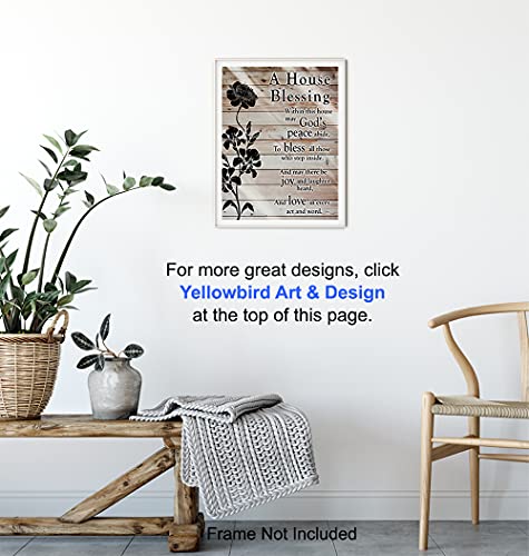 House Blessing - Christian Wall Art - Religious Housewarming Gifts for Women, Pastor, Minister - Blessed Wall Art - Inspirational Decor - Bible Verse Decor - Plaque Sign Unframed Picture