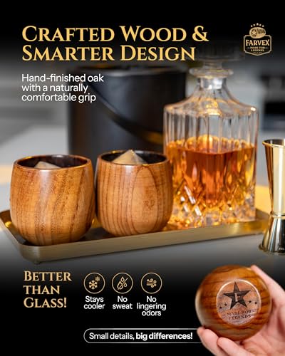 Handmade Charred Wooden Whiskey Glass - Charred Wooden Bourbon Drinking Glass - Wood Bourbon Glasses Gifts for Men - Artisan Oak Whiskey Tumbler (2pack) 2