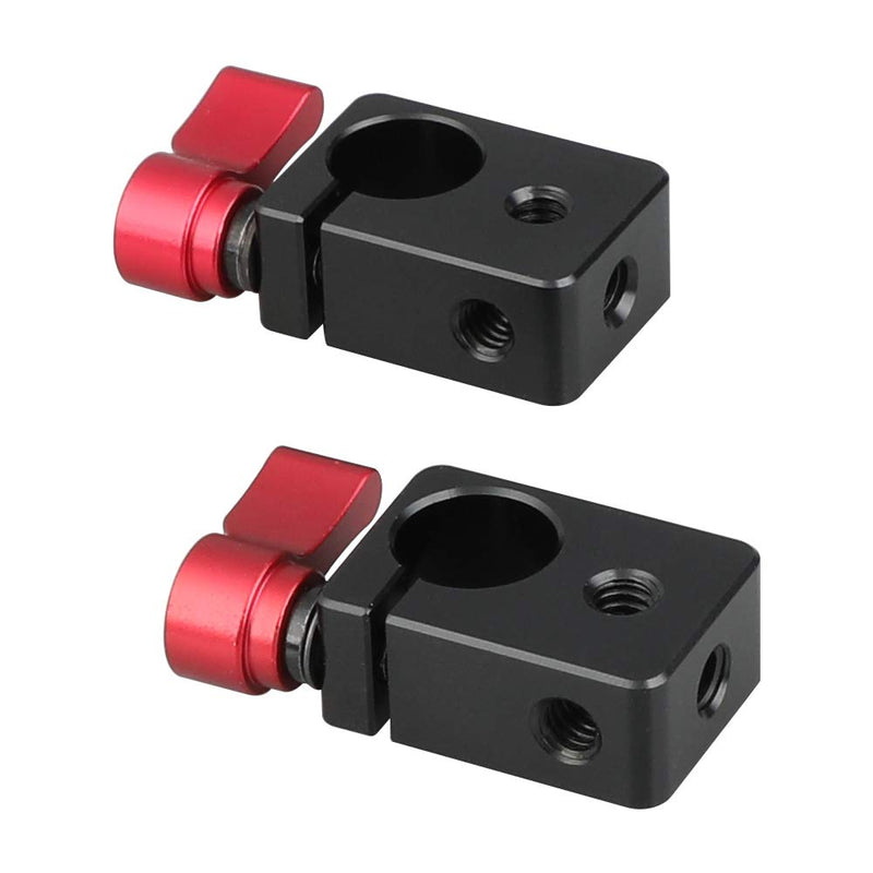 CAMVATE 15mm Single Rod Clamp With Red Ratchet Locking Knob (2 Pieces) - 2215