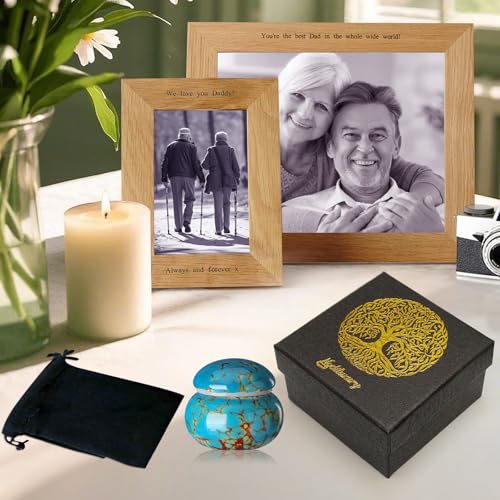 Small Urns for Human Ashes Keepsake,Ceramic Small Cremation Urn for Ashes for Women Adult Male with Gift Box and Velvet Bag 1.6'' Mini Urns for Pet Urn Dog Cat Ashes Keepsake Blue Blue Ceramic
