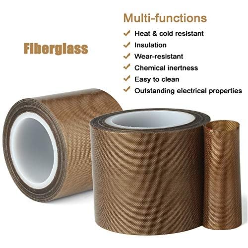 GCQ Teflon Fabric Tape, 3/4 Inch 30 Feet PTFE Tape for Vacuum Sealer Machine, Hand Impulse Sealers Insulation PTFE Coated Fiberglass Adhesive Tape Compatible with FoodSaver,Seal A Meal,Weston,Cabella 3/4 IN