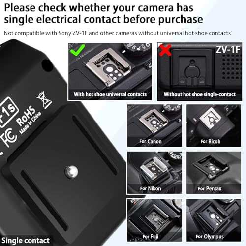 MEDALight Upgrade Aluminum F1s Mini Camera Flash for Ricoh GR3/GR3X/Fuji/Sony ZV1/Nikon/Canon/Olympus/Digital Film Cameras,Portable Hot Shoe Camera Flash Speedlite for DSLR Camera(Black). Black
