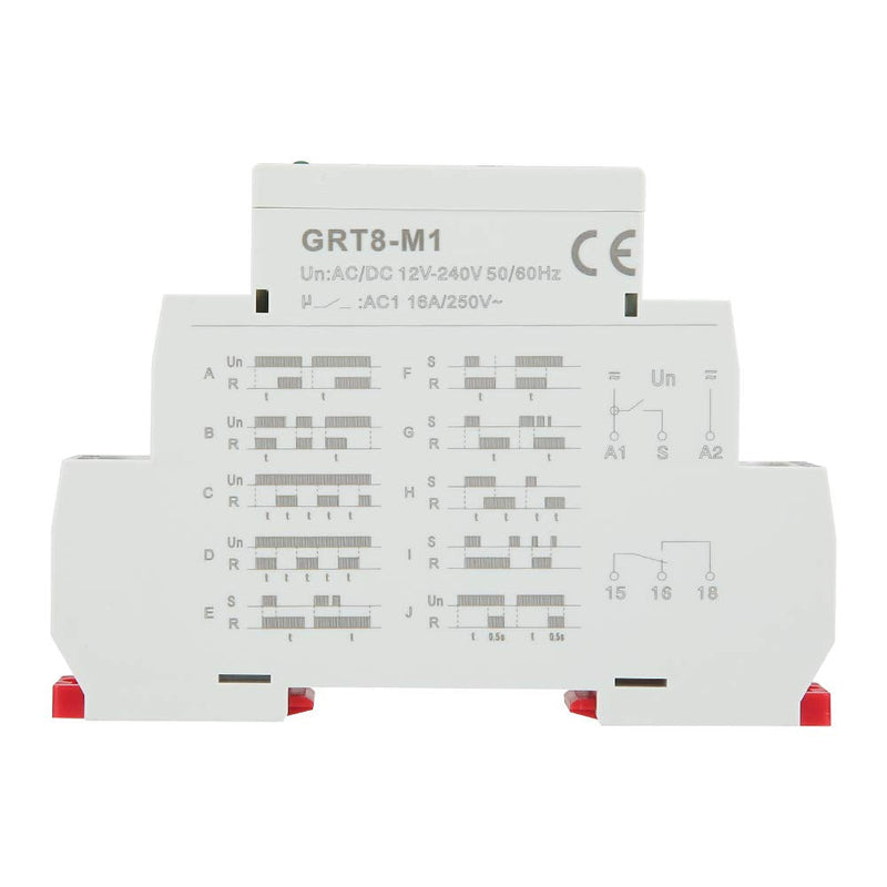 12V-240V Time Delay Relay, Timer Relay, Multifunction Time Relays, with 10 Functions Rail Mount AC DC, for LED Turn Signal, Home