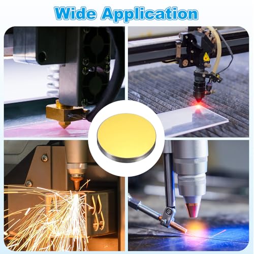 sourcing map 20mm Si Reflective Lens Gold Plated Laser Mirror CO2 Laser Lens Mirrors for 60-300W CO2 Laser Engraving Cutting Machine Engraver Cutter