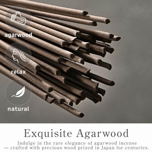 Kyoto Agarwood Incense Sticks - Japanese Temple Aroma, Ideal for Relaxation & Meditation, Approx. 60 Sticks (0.044 Pounds) - Premium Quality Incense for Spiritual & Home Use Nagomikobo