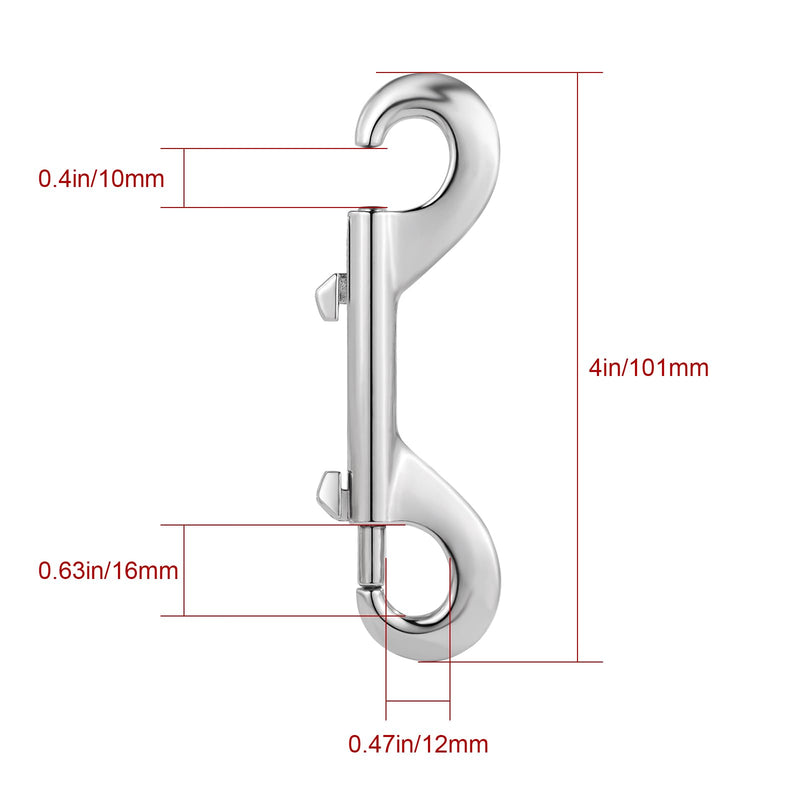 [Australia - AusPower] - Double Ended Bolt Snaps Hook Sided Clips Trigger Clips Chain Metal Clips 4 Inch Silver 4pcs 