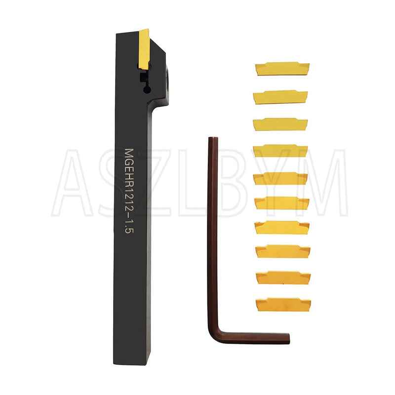 [Australia - AusPower] - Lathe Grooving Tool Holder Grooving Cut-Off Tool Holder MGEHR1212-1.5 With 11pcs MGMN150-G Indexable Carbide Grooving Inserts 