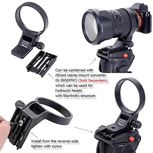 iShoot Metal Lens Collar Tripod Mount Ring Compatible with Tamron 35-150mm f/2-2.8 Di III VXD A058 E Mount, Lens Support Holder Bracket Bottom is Arca-Swiss Fit Quick Release Plate Dovetail Groove