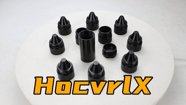 HocvrlX 1.375-inch black and silver aluminum alloy cone-shaped lug nuts, 12-pack