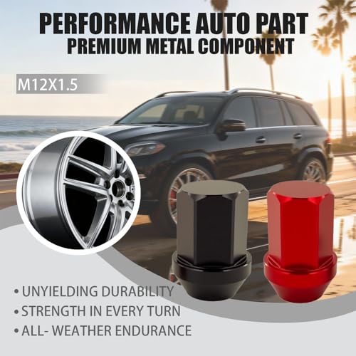 Viyukmiy M12x1.5 lightweight aluminum alloy hex lug nuts, 20-piece racing red set