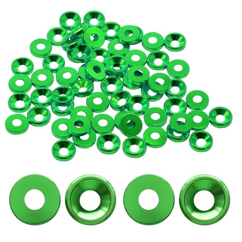 PHITUODA M3 green aluminum flat countersunk washers, 8mm, 60 pack