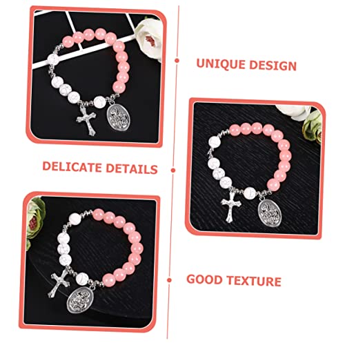 BESPORTBLE Cross Pendant Bracelet Beaded Cross Bracelet for Women for Men as Friendship Gifts for Women