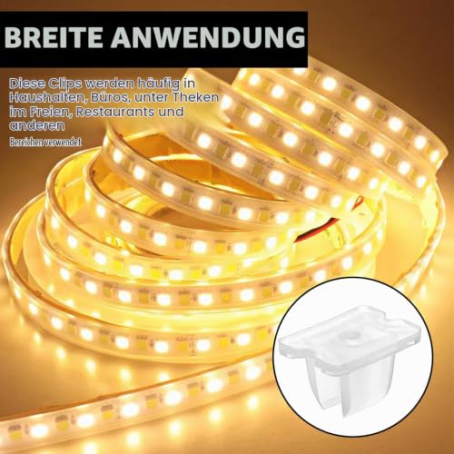 Nogeqi Pack of 50 LED Strip Holder for 5 mm to 6 mm Neon LED Strip Holder Waterproof Attachment Silicone LED Strip Holder Includes Screws for LED Light Strips, White