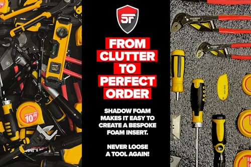 Shadow Foam yellow 30mm foam inserts for DeWalt TSTAK and Stanley ProStack tool boxes, twin pack
