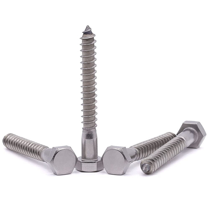 [Australia - AusPower] - 3/8" x 4" Hex Head Lag Screws Bolts for Wood, 304 Stainless Steel 18-8, Heavy Duty Lag Bolts, Hexagon Head Wood Deck Screws 10 PCS 3/8 x 4" 