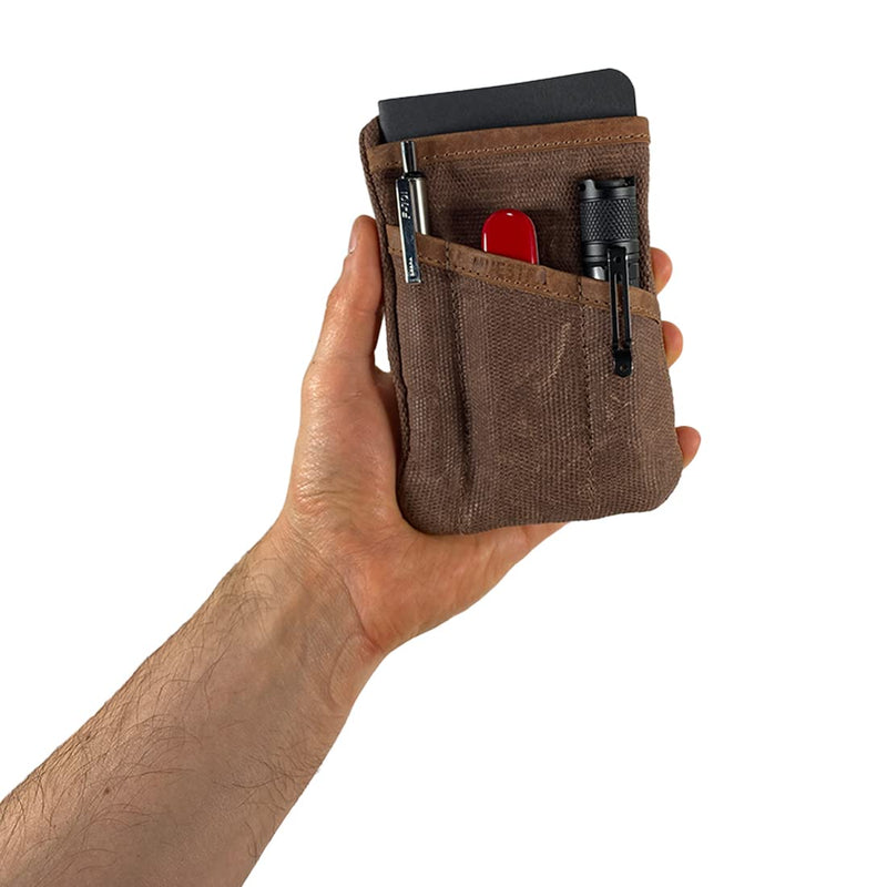Hide & Drink, Multi-Tool Pocket Pouch, Compact Multipurpose EDC Zippered Bag, Mini Camping Tool Case, Waxed Canvas, Knife Holster, Handmade Slim Organizer Honey Bourbon