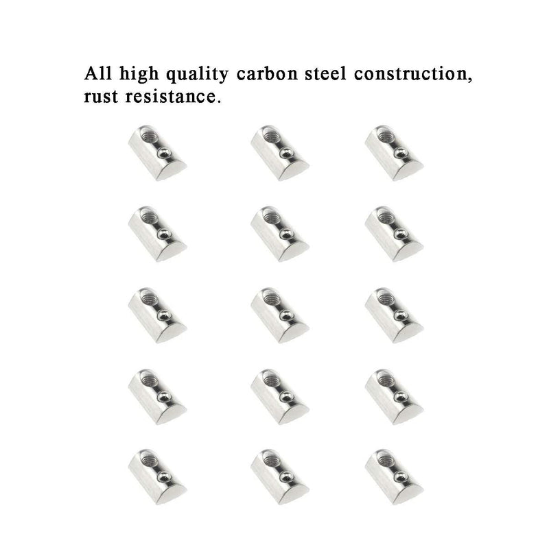 [Australia - AusPower] - 4040 Series M6 T Slot Nuts Roll-in Spring Ball Loaded Elastic Nuts 15 Pack Carbon Steel for 4040 Series Aluminum Extrusion Profile Rail with 8mm Slot for 3D Printer 4040 Series M6 15Pieces 
