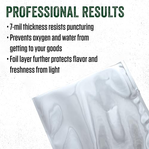LEM Products MaxVac Pro Mylar Vacuum Sealer Bags, 8" x 10", 50 Count 8x10