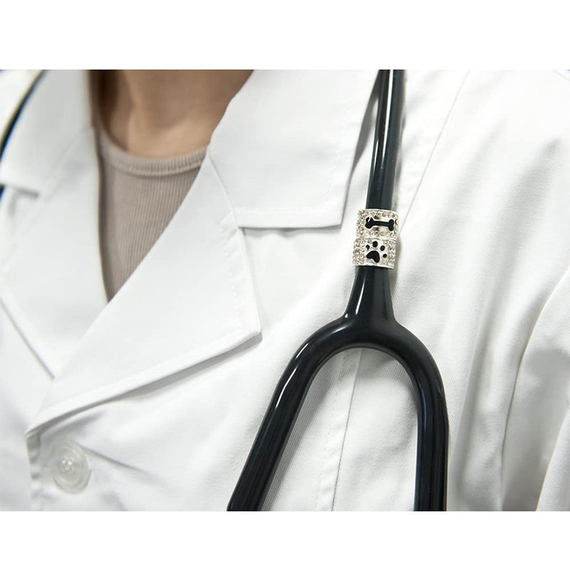 [Australia - AusPower] - 2 Pack Dog Cat Stethoscope Charms, Stethoscope Id Name Tag Claw&Bone 