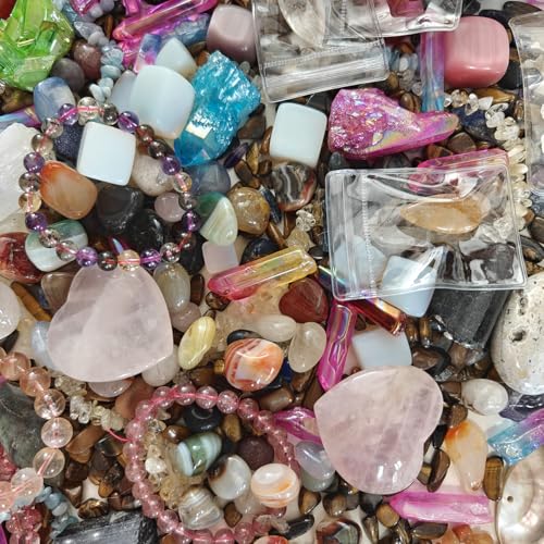 Healing Crystal Set Mystery Stone Bag Lucky Gemstone Witchy Crystals Scoops Tumble Stones Tourmalime Agate Amethyst Clear Crystal Lapis Lazuli Opalite Aura Crystals Black Obsidian Unakite Mookaite XL